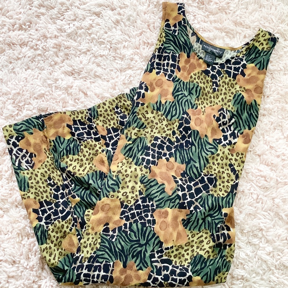 Vintage Sleeveless Animal Print Maxi Dress